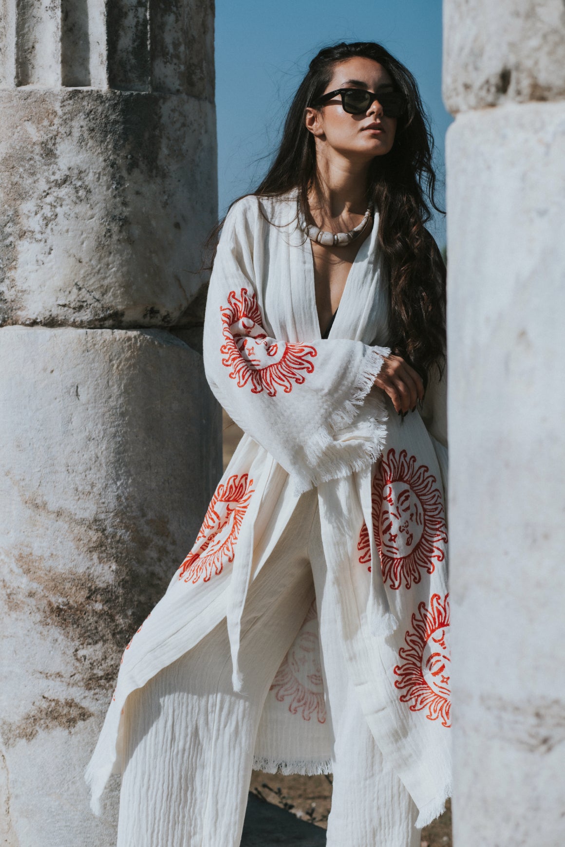 Organic Cotton Bamboo Soft Robe Handmade Wood Blocks printed
