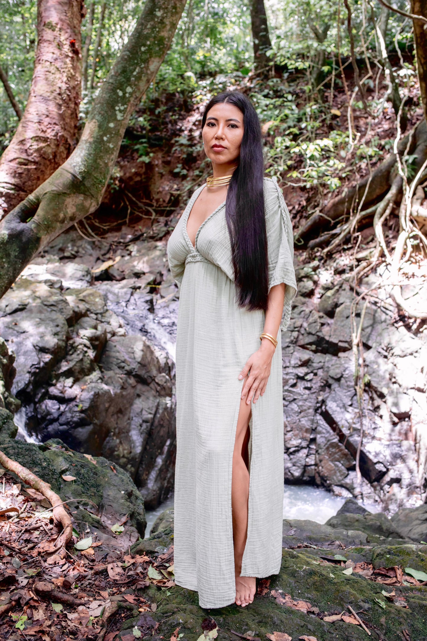 Boho Cotton Slit Summer Maxi Dress