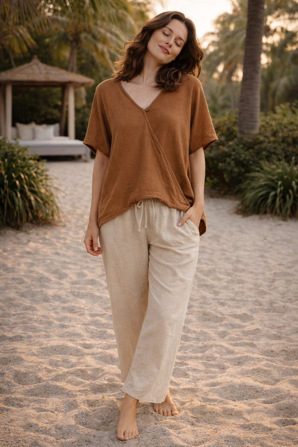 Oversized Cotton Wrap Blouse – Naturally Dyed, Breathable Essential