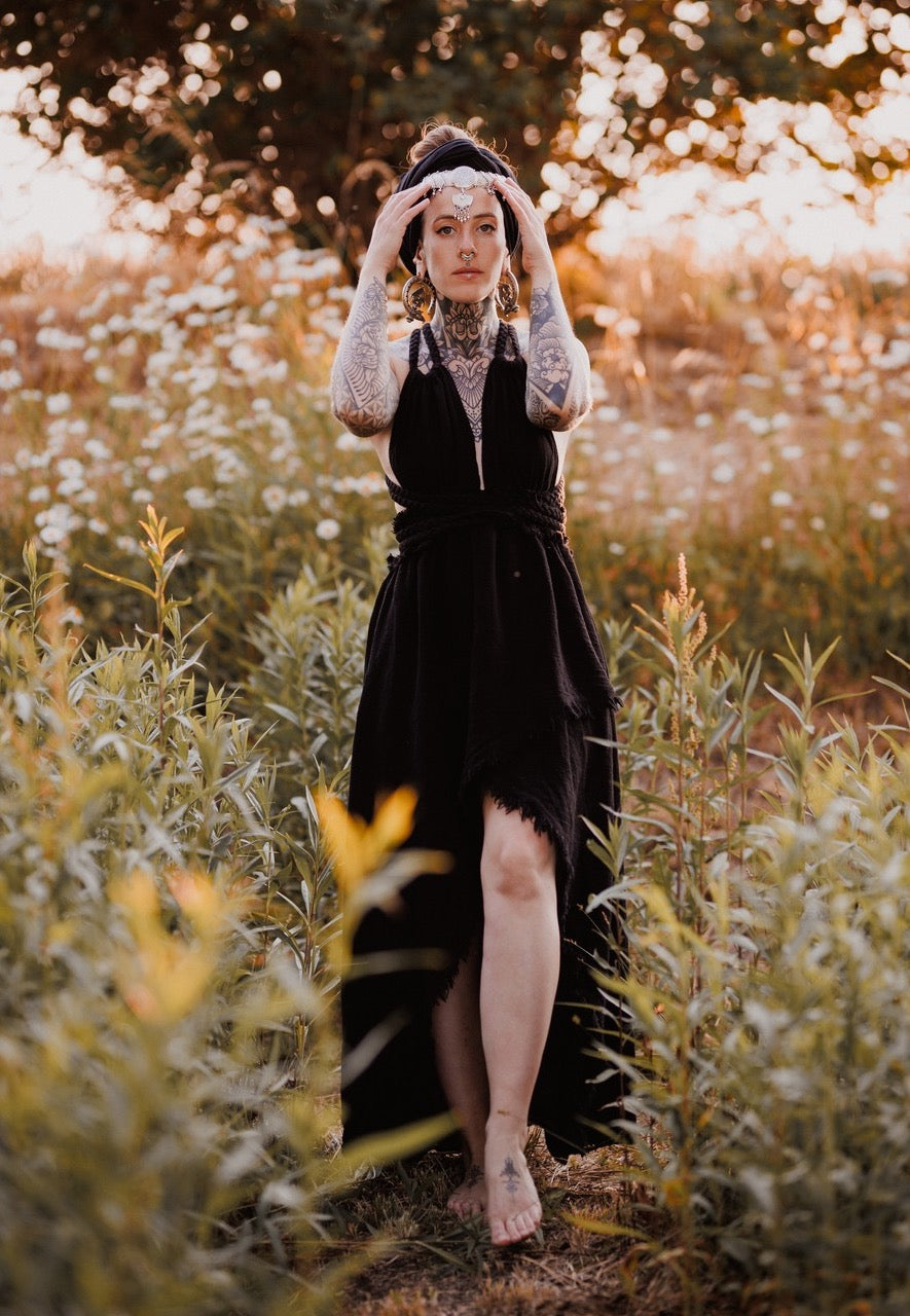 boho cotton dress with asymmetrical detailing