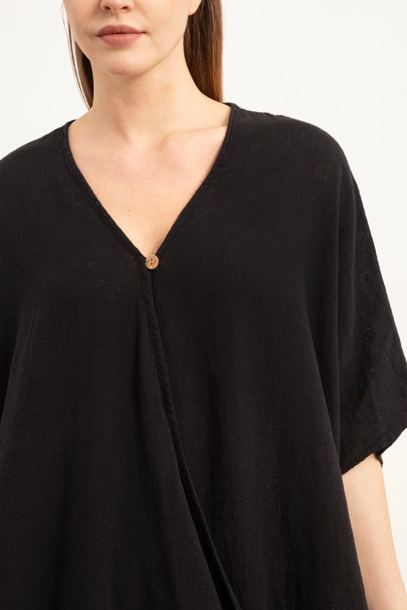 Oversized Cotton Wrap Blouse – Naturally Dyed, Breathable Essential