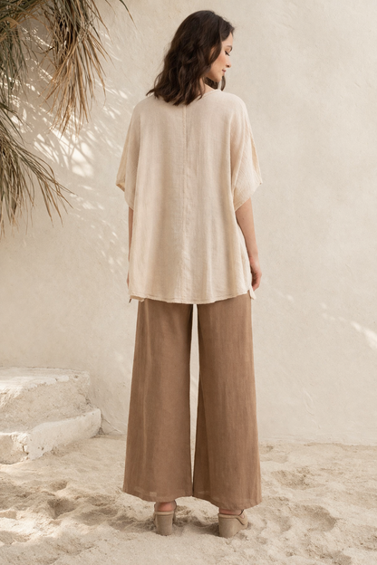 Oversized Cotton Wrap Blouse – Naturally Dyed, Breathable Essential