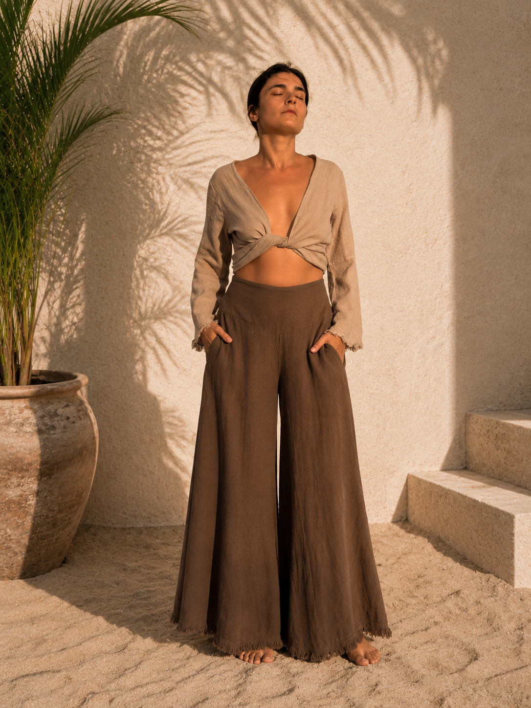 Anahita Wide-Leg Cotton Pants