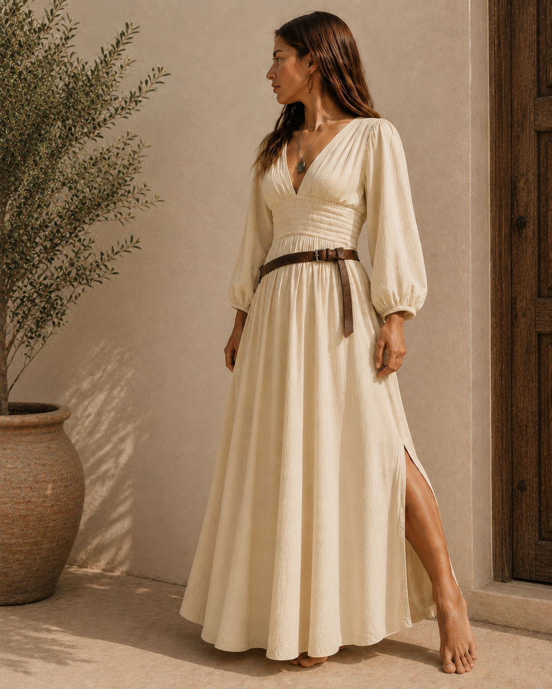 Terracotta Cotton Maxi Dress