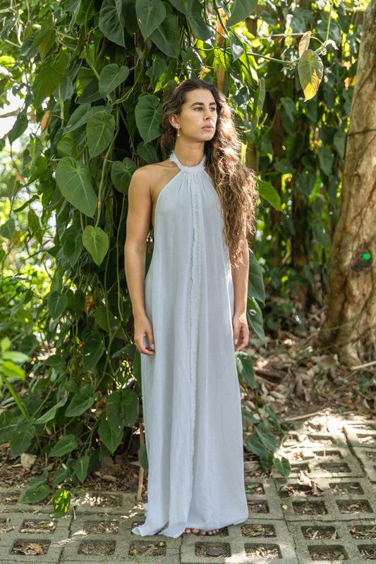 Isla Halter Maxi Dress — White