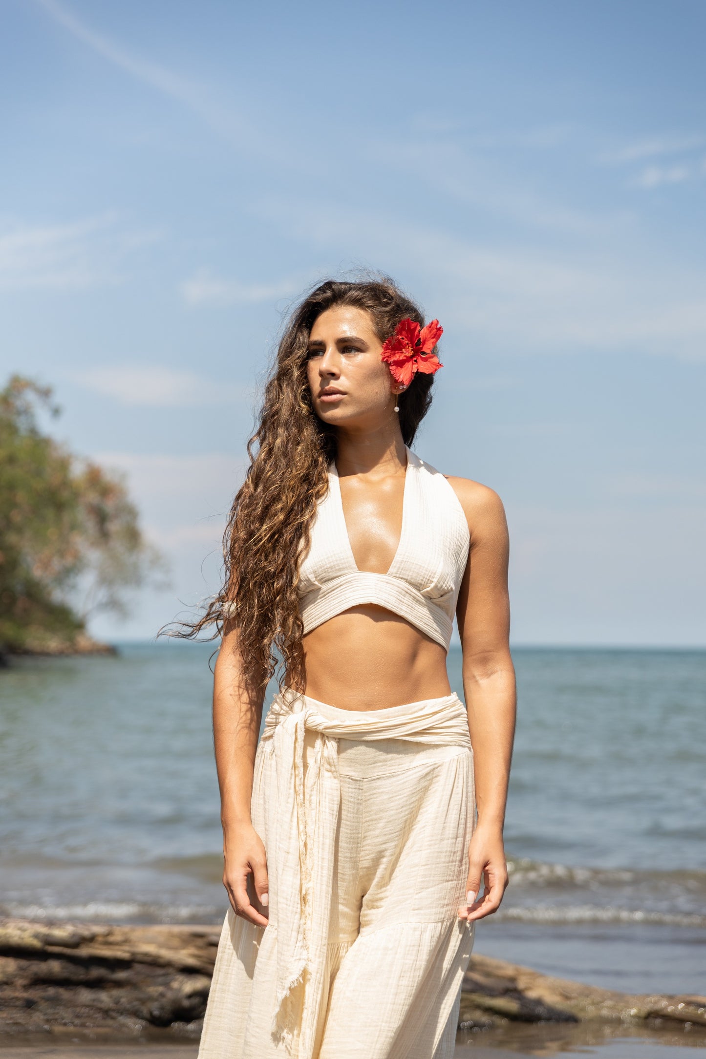 Sol Destino Wide-Leg Cotton Pants