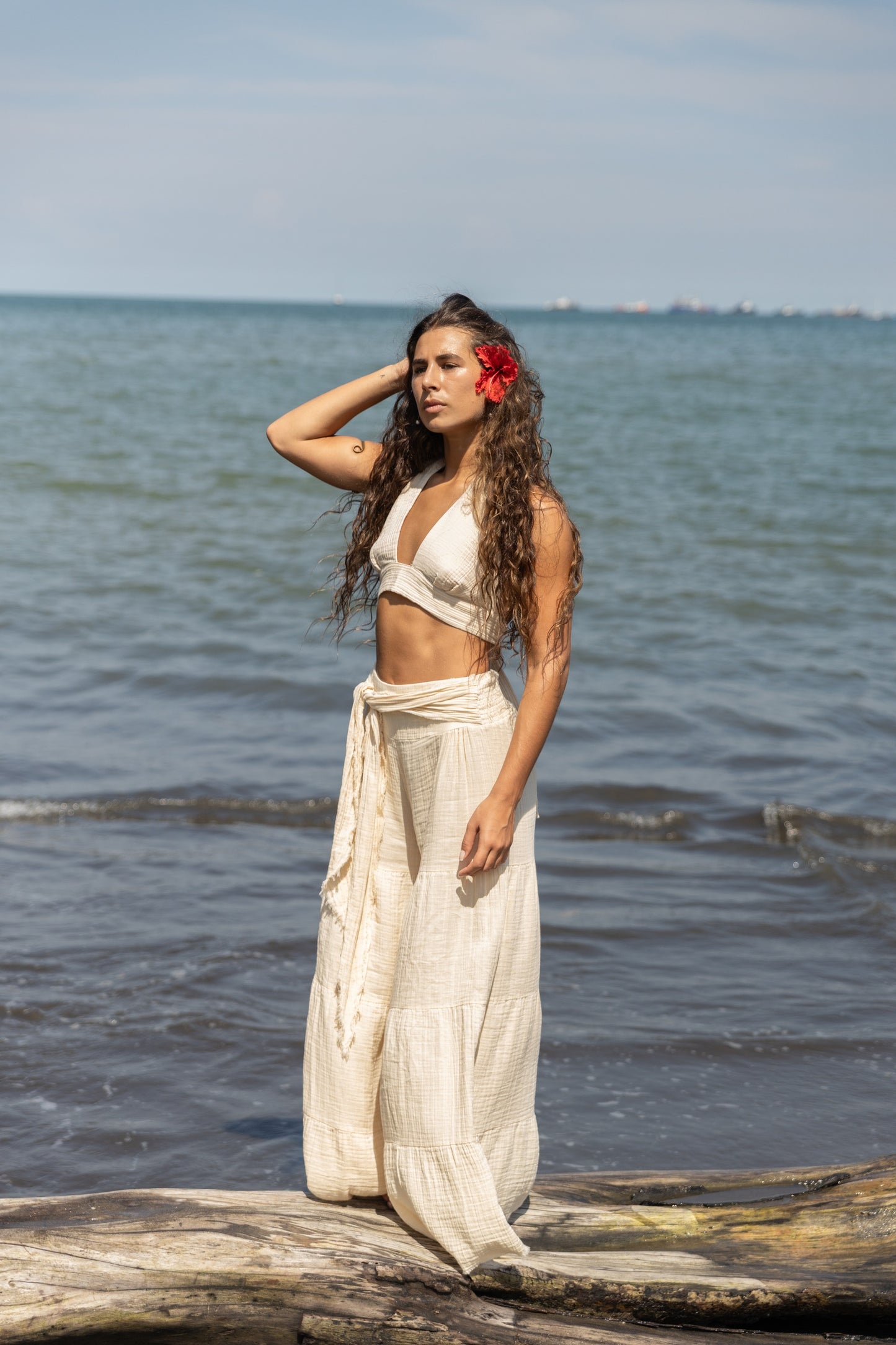 Sol Destino Wide-Leg Cotton Pants