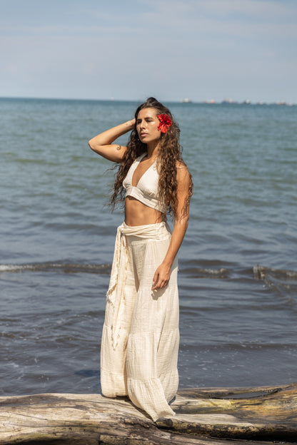 Sol Destino Wide-Leg Cotton Pants