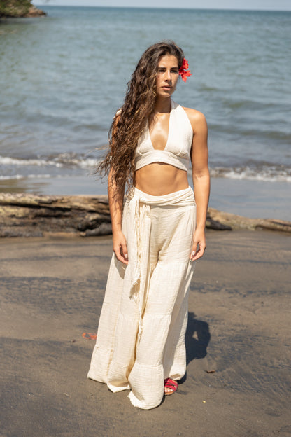 Sol Destino Wide-Leg Cotton Pants