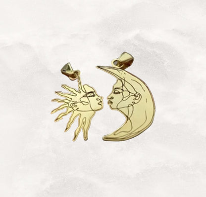 Silver Sun And Moon Couple Necklace
