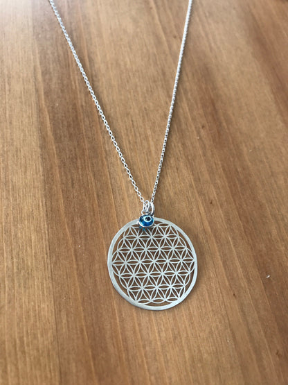 Unisex 925 Sterling Silver Flower of life Necklace
