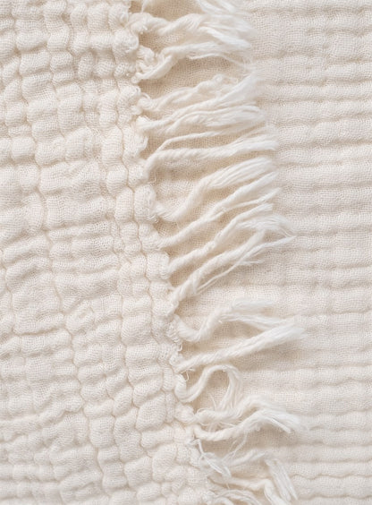 Cotton Beige Boho Throw Blanket