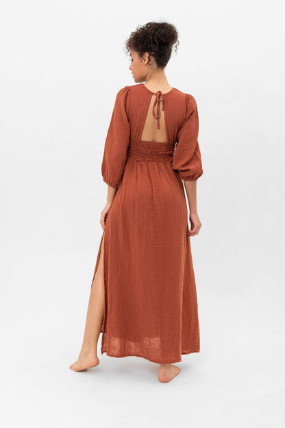 Terracotta Cotton Maxi Dress