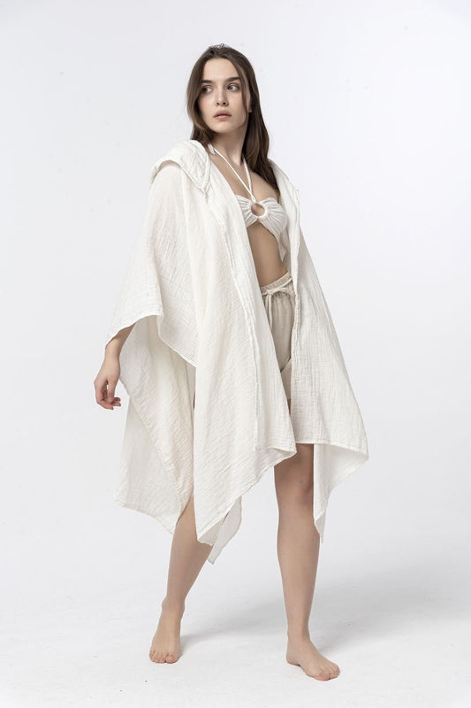 Unisex Cotton Hooded Cloak Kaftan ∆ Meditation Kimono