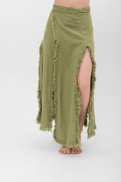 Raw Cotton Maxi Asymmetrical Skirt